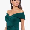 Women's Long Off Shoulder Sweetheart Neck Side Ruffle Gown (Reg and Petite)