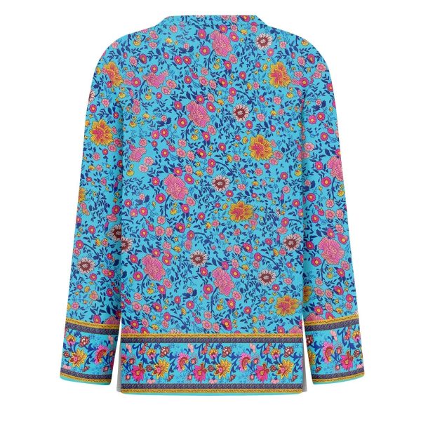 Ladies Trendy Round Neck Tops Long Sleeve Fall Outfits Lightweight Floral Print Graphic Tees Basic Shirts