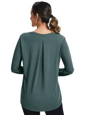 Women's Long Sleeve Workout Shirts Moisture-Wicking Loose Fit Athletic Running Yoga Tops with Thumb Hole