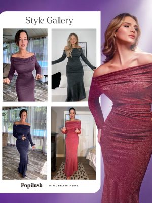 Sparkly Dresses for Women Long Sleeve Off The Shoulder Cocktail Dresses Bodycon Shapewear Mermaid Dress