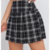 Women Plaid Print High Waist Pleated Skirt Trendy Short Skirts