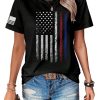 4th of July Shirts Women American Flag Patriotic Shirts USA Star Stripes Graphic T Shirt Short Sleeve Summer Tees