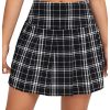 Women Plaid Print High Waist Pleated Skirt Trendy Short Skirts