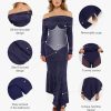 Sparkly Dresses for Women Long Sleeve Off The Shoulder Cocktail Dresses Bodycon Shapewear Mermaid Dress