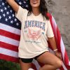 Women 4th of July 1776 Graphic Oversized T-Shirts Shirt Short Sleeve Patriotic Casual Tee Tops