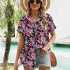 Women's Summer Hawaiian Shirts Floral Short Sleeve Button Down Shirts Hawaii Tropical Beach Tops Outfits