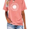 Women's Short Sleeve V Neck Sunflower Graphic Printed Summer Tee Vintage T Shirt Cotton Tops Novelty Cool Shirt
