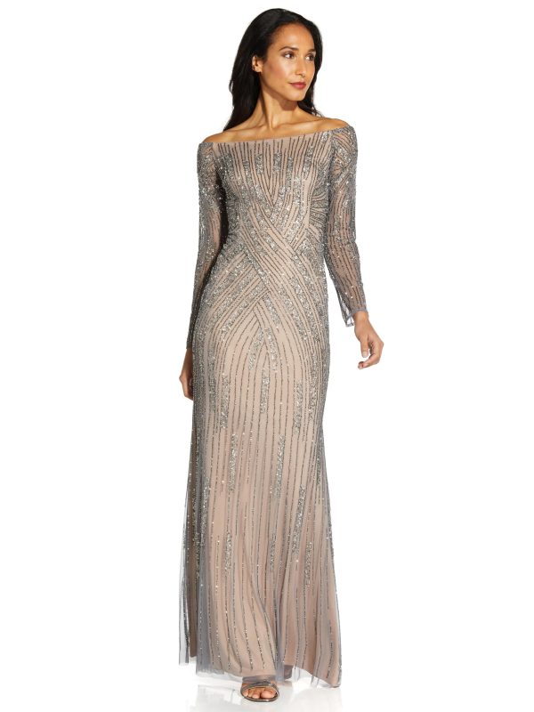 Women's Beaded Off Shoulder Gown