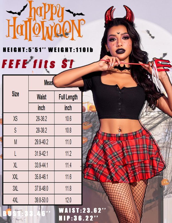 Womens Pleated Mini Skirt Solid Ruffle Lingerie Skirts Layered Y2K Plaid Outfit for Schoolgirl Role Play XS-4XL