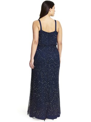 Women's Long Beaded Blouson Gown