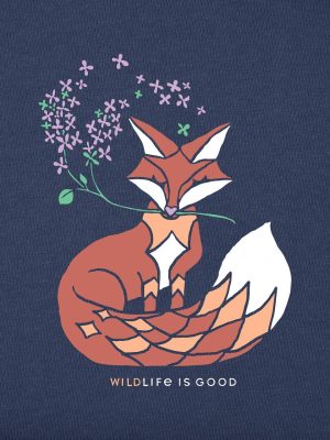 Women's Watercolor Flag Heart Long Sleeve Crusher Vee, Beach Blue