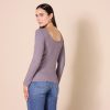 Women's Scoop Back Long Sleeve Slim-Fit Rib-Knit T-Shirt, Pack of 2