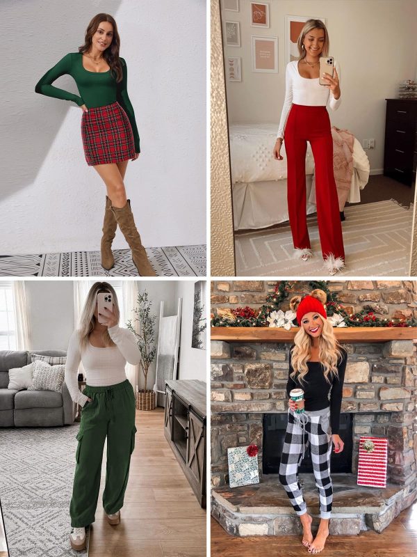 Womens Tops Ribbed Scoop Neck Knit Slim Fitted Casual Basic Tee Shirts for Women Fashion Trendy 2025