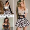 Women Sexy Skirt Pleated Mini Skirt Suspender Skirt A-Line Short Braces Skirt