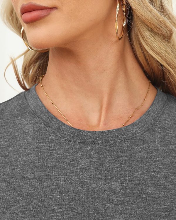 Womens Short Sleeve Tops Summer T Shirts Round Neck Causal Fashion Basic Tee