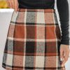 Women High Waist Plaid Skirt Bodycon Pencil Mini Skirts