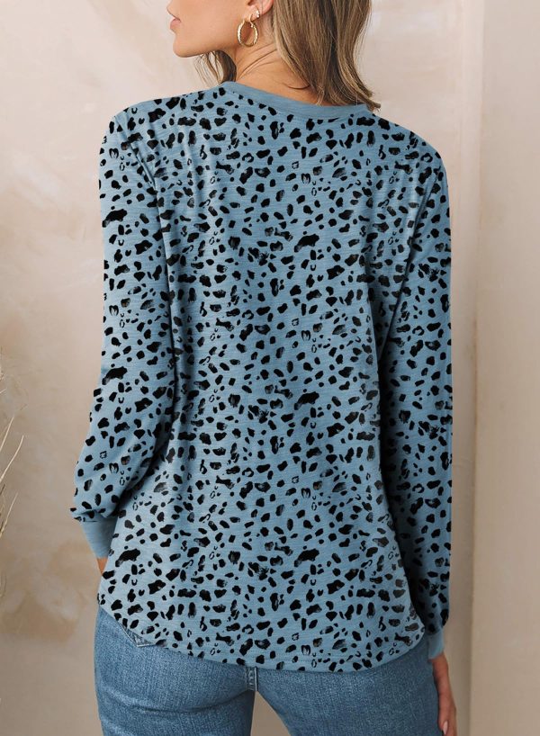 Womens Crewneck Long Sleeve Tops Casual Polka Dots Tops Summer Fall 2025 Tshirts Shirts