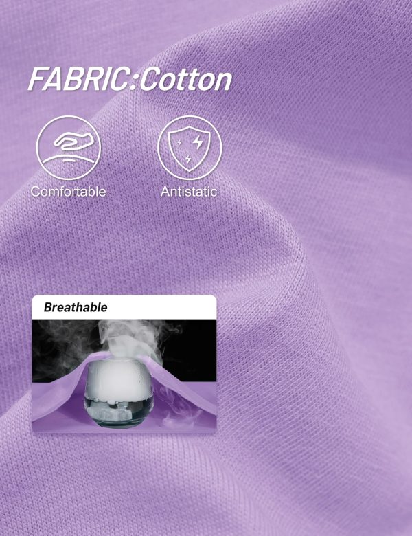 Women's Cotton Long Sleeve Shirts Crewneck Cotton Basic T-Shirt Solid Color Soft Comfy Casual Tops Tees for Women