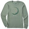 Women's Crusher Tee, Long Sleeve Cotton Graphic T-Shirts, Crescent Moon Daisies