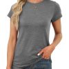 Womens Short Sleeve Tops Summer T Shirts Round Neck Causal Fashion Basic Tee