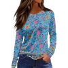 Ladies Trendy Round Neck Tops Long Sleeve Fall Outfits Lightweight Floral Print Graphic Tees Basic Shirts