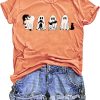 Halloween Ghost Cat Shirts for Women Cat Lovers T-Shirt Gifts Retro Fall Spooky Season Tees Tops