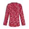 Womens Dressy Casual V Neck Shirts Floral Print Fall Clothes Trendy Long Sleeve Graphic Tees Basic Tops