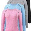 3-4 Pack Dry Fit Long Sleeve Tshirt for Women Moisture Wicking Long Sleeve Tee Outdoor Compression Running Workout Tops