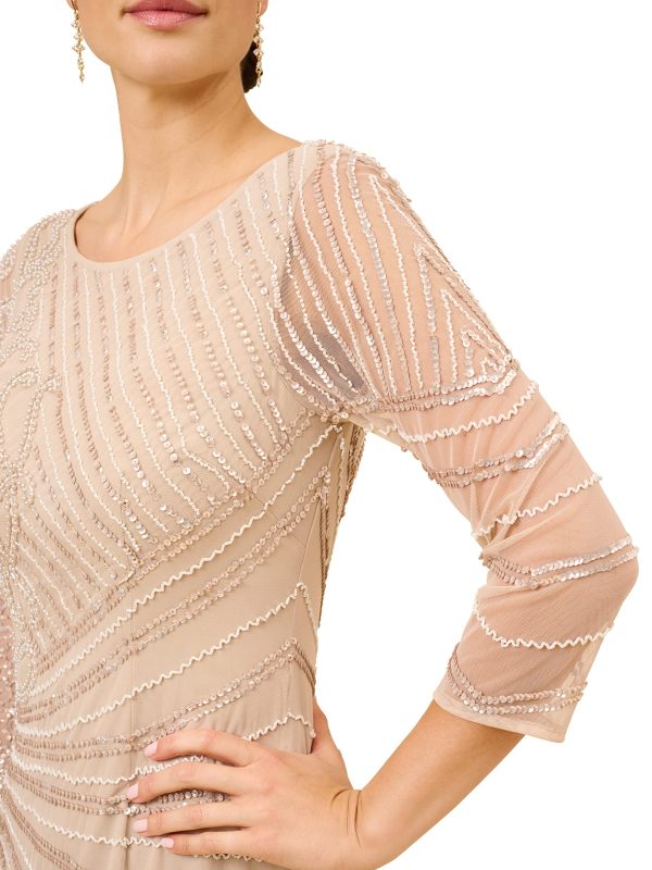 Women's Beaded Long Dress, Biscotti