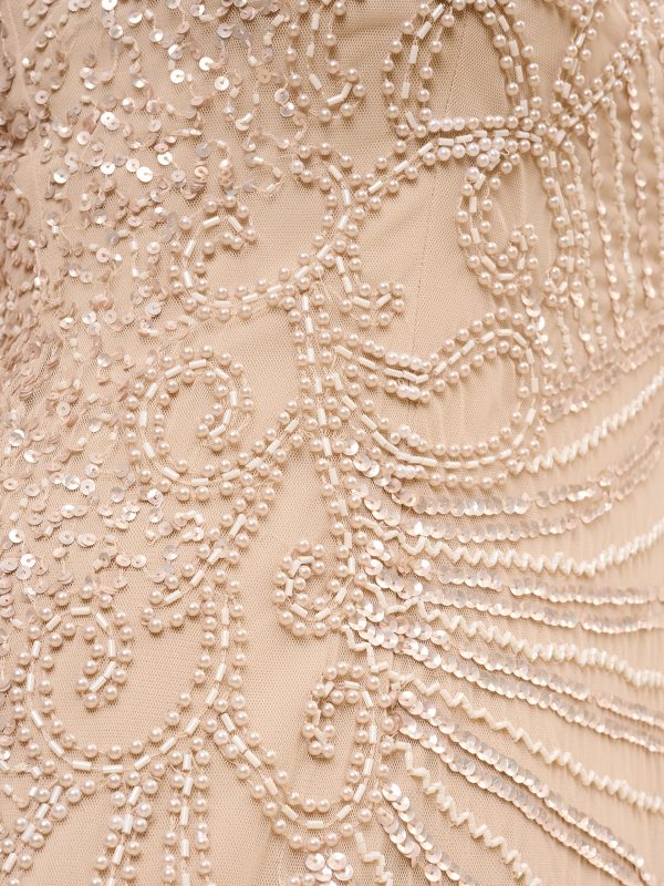 Women's Beaded Long Dress, Biscotti