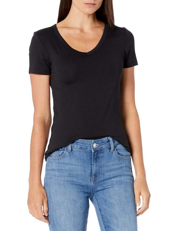 Women's Slim-Fit Short-Sleeve V-Neck T-Shirt, Pack of 2