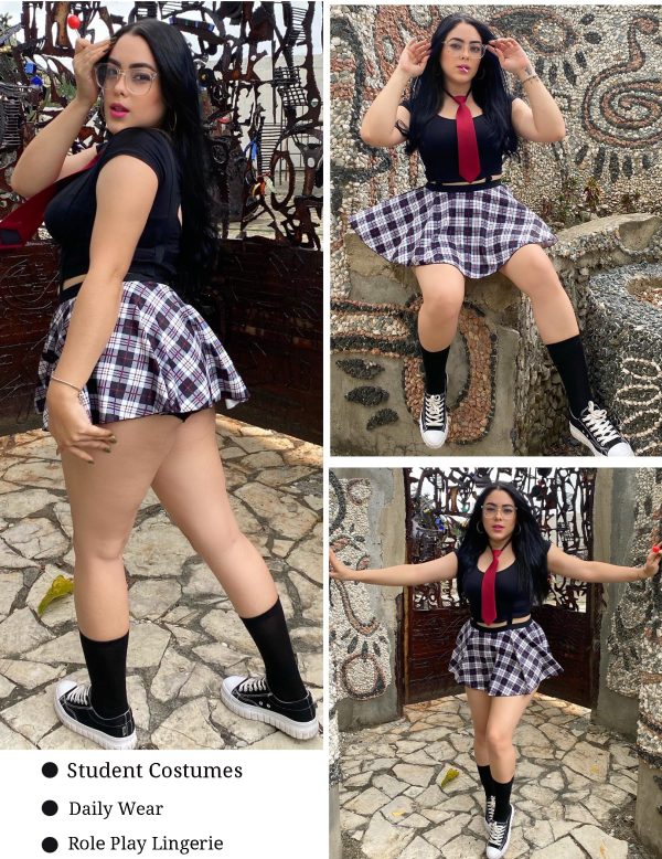 Women Sexy Skirt Pleated Mini Skirt Suspender Skirt A-Line Short Braces Skirt