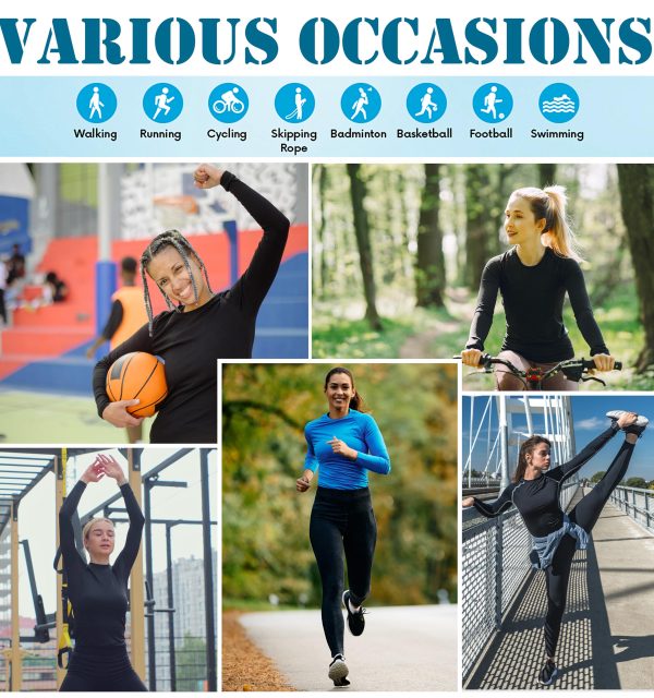 5 Pack Women's Compression Shirt Long Sleeve Workout Tops Athletic Baselayer Quick Dry Gym Yoga Running T-Shirt