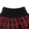 Womens Gothic Skirt Y2k 2000s Girl Mall Goth Punk Skirts High Waist Lace-Up Ruffle Fairy Grunge Mini Skirts