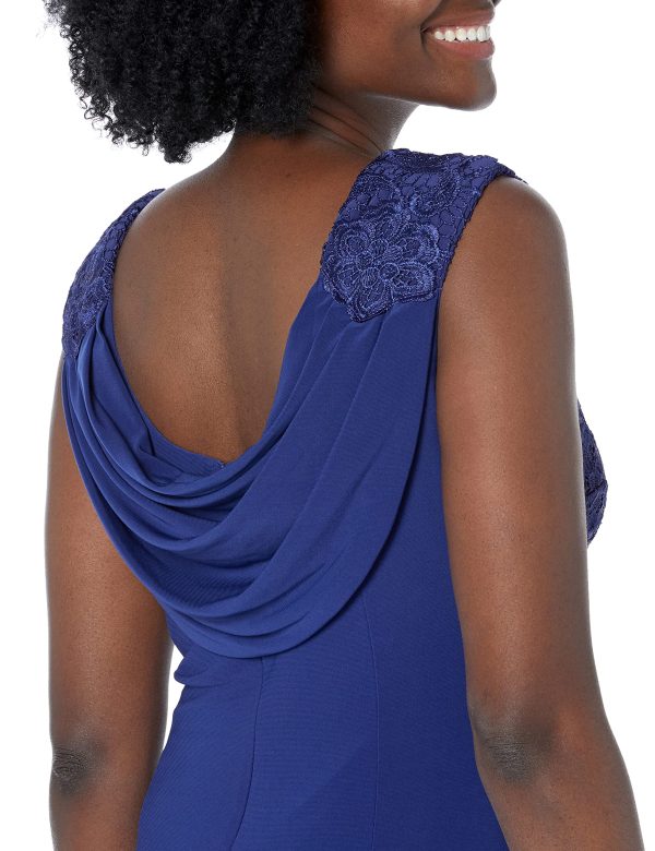 Women's Long Cowl Back Mother of The Bride Dress, Formal Event, Wedding Guest Gown (Petite and Regular Sizes)