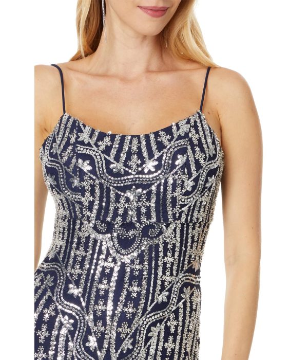 Women's Long Beded Sequin Placement Slit