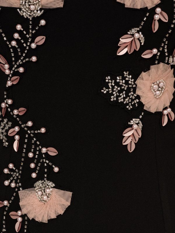 Women's Beaded Crepe Long Dress