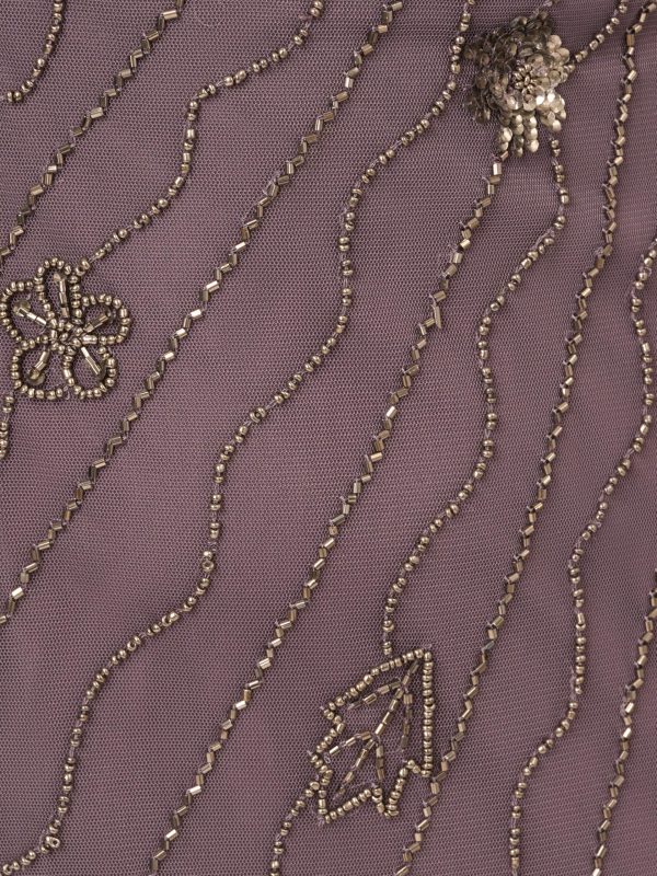 Women's Bead Flutter Sleeve Long Dress